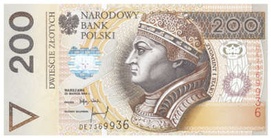 Dinheiro poloes, sedula de 200 zloty